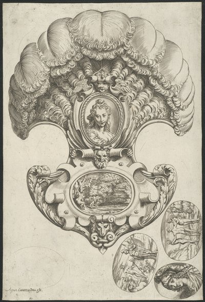 Päähine tuulettimen muodossa tekijältä Agostino Carracci