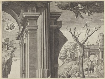 Maagien palvonta (oikea yläosa) tekijältä Agostino Carracci