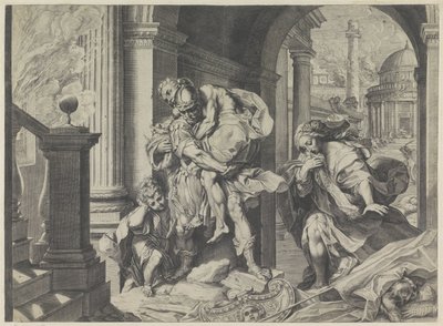 Aeneas pakenee perheineen Troijasta tekijältä Agostino Carracci