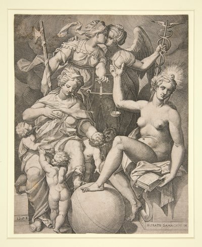Hyväntekeväisyys, oikeudenmukaisuus, totuus ja rauha tekijältä Agostino Carracci