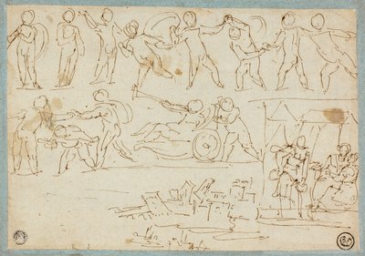 Putin friisi, Luonnos Lotista ja hänen tyttärestään, Luonnos rakennuksista tekijältä Agostino Carracci