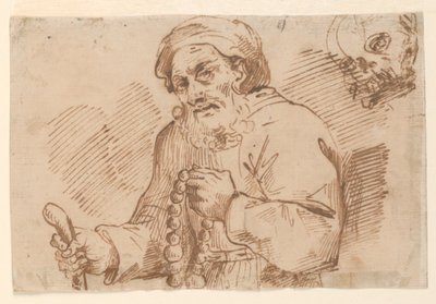 Puolipitkä luonnos iäkkäästä pyhiinvaeltajasta tekijältä Agostino Carracci