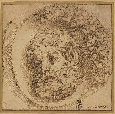 Faunin pää koverassa pyöreässä tekijältä Agostino Carracci