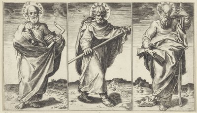 Jaakob Pienempi, Jaakob Suurempi ja Mattias Kristus, Maria, Johannes Kastaja ja apostolit (sarjan nimi) tekijältä Agostino Carracci