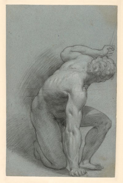 Polvistuva hahmo (etupuoli); makaava hahmo (kääntöpuoli) tekijältä Agostino Carracci