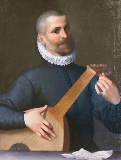 Luutun soittajan muotokuva, mahdollisesti Orazio Bassani tekijältä Agostino Carracci