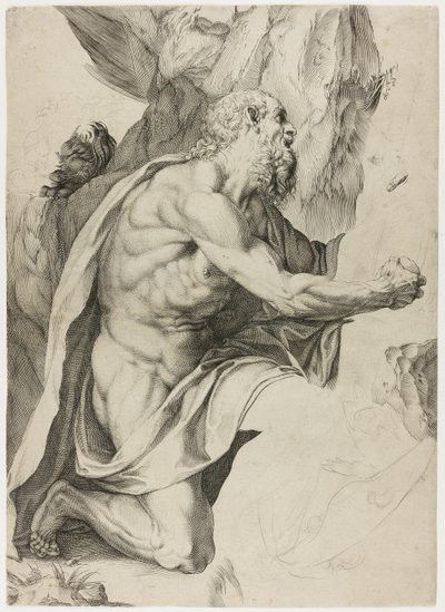 Pyhä Hieronymus katumuksessa tekijältä Agostino Carracci