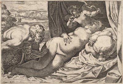 Satyr ja Nymfi tekijältä Agostino Carracci