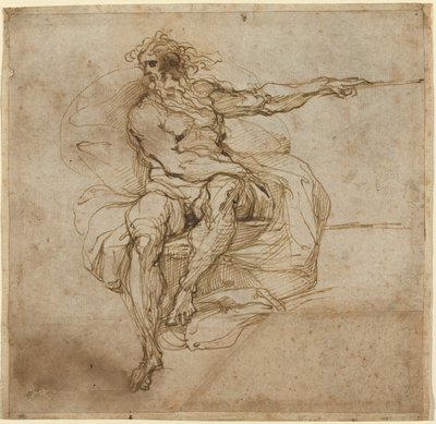 Istuva alaston mies [recto] tekijältä Agostino Carracci