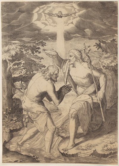 Kristuksen kaste tekijältä Agostino Carracci