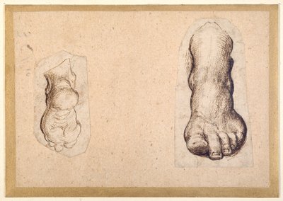 Kaksi tutkimusta jalan lyhentämisestä (kynä ja muste paperille) tekijältä Agostino Carracci