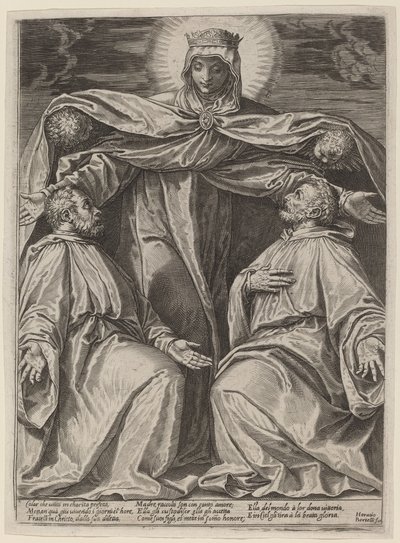 Madonna suojelee kahta veljeskunnan jäsentä tekijältä Agostino Carracci after Veronese