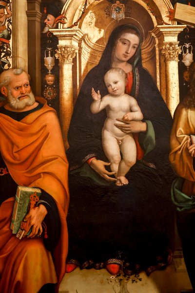 Madonna ja lapsi pyhien kanssa. 1500-luku (öljy puulle) tekijältä Agostino Marti