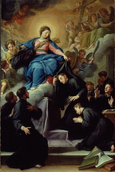 Madonna Serviittiritarikunnan seitsemän perustajan kanssa, n. 1728. tekijältä Agostino Masucci