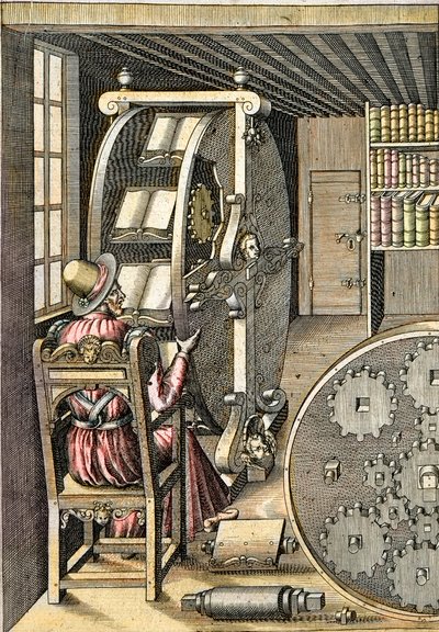 Pyörivä työpöytä - Agostino Ramellin (1531-1608) "" Le Diverse et Artifiose Machinesta" - Pariisi 1588 tekijältä Agostino Ramelli