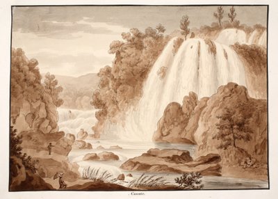 Kaskadi Tivolissa, 1833 (etsaus ruskealla pesulla) tekijältä Agostino Tofanelli