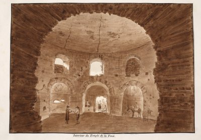 Yskätemppelin sisustus, 1833 (etsaus ruskealla pesulla) tekijältä Agostino Tofanelli