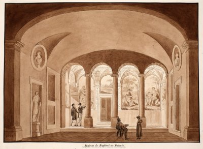 Rafaelin talo Palatinuksella, 1833 (etsaus ruskealla pesulla) tekijältä Agostino Tofanelli