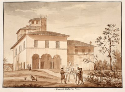 Rafaelin talo Pinciossa, 1833 (etsaus ruskealla pesulla) tekijältä Agostino Tofanelli