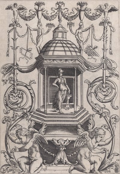 Koristepaneeli, n. 1514-36. tekijältä Agostino Veneziano