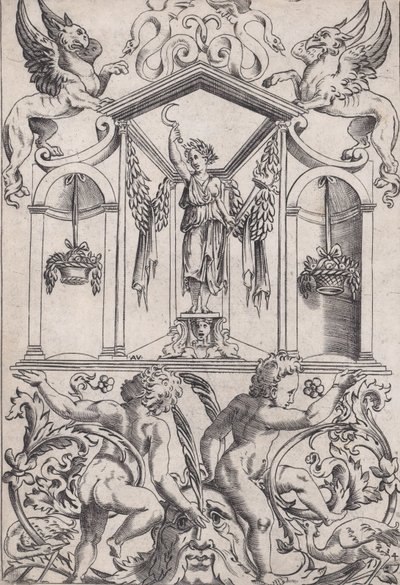 Koristepaneeli, n. 1514-36. tekijältä Agostino Veneziano