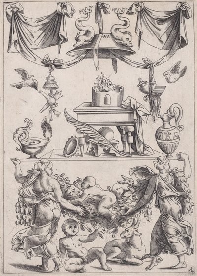 Koristepaneeli, n. 1514-36. tekijältä Agostino Veneziano