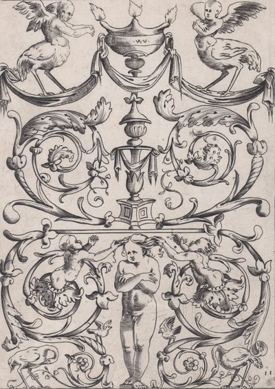 Panell ornamental, ca. 1514-36. finlandès tekijältä Agostino Veneziano