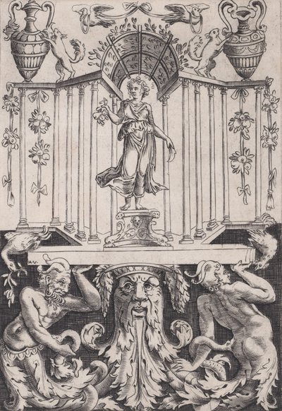 Koristepaneeli, n. 1514-36. tekijältä Agostino Veneziano