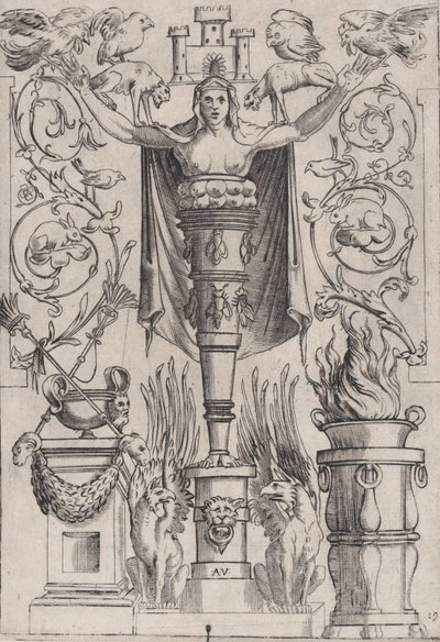 Koristepaneeli, n. 1514-36. tekijältä Agostino Veneziano