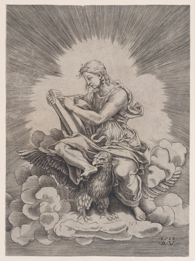 Pyhä Johannes, päivätty 1518. tekijältä Agostino Veneziano