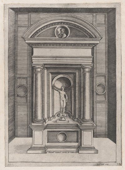 Roomalaisen loiston peili: Jupiterin alttari C...n vanhimmassa temppelissä, n. 1514-36. tekijältä Agostino Veneziano.