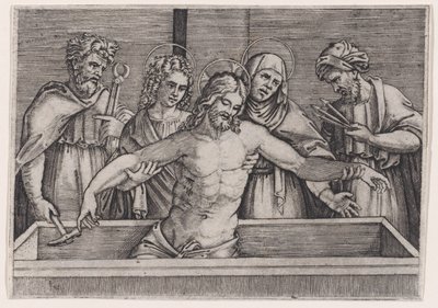 Kristuksen hautaus, n. 1514-36. tekijältä Agostino Veneziano
