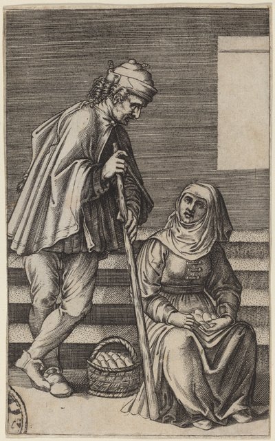 Talonpoika ja munanainen tekijältä Agostino dei Musi after Raphael