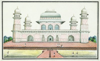 Itimad-Ud-Daulan hauta, lähellä Agraa, noin 1830-luku (wc, muste ja kynä paperilla) tekijältä Agra School