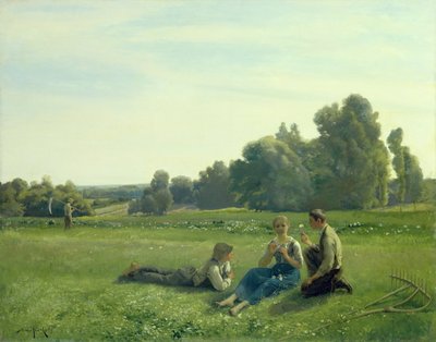 Heinäntekijät lepossa, 1890 tekijältä Aime Perret