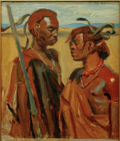 Zwei Massai-Krieger tekijältä Akseli Valdemar Gallen-Kallela