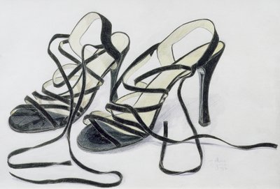 Mustat Strappy Shoes, 1997 (värikynä paperille) tekijältä Alan Byrne