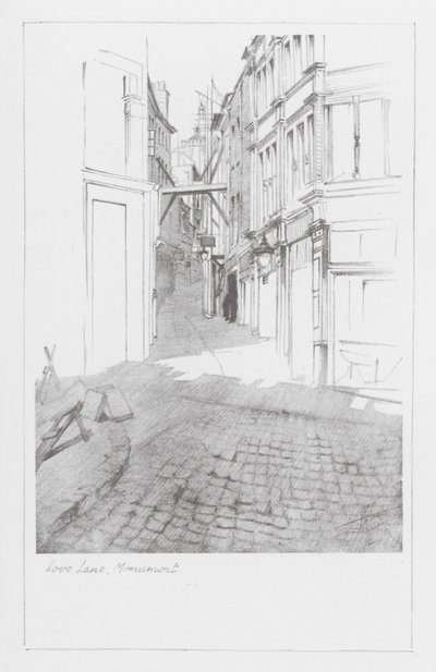 London Lanes: Love Lane, Monument (litografia). tekijältä Alan Stapleton