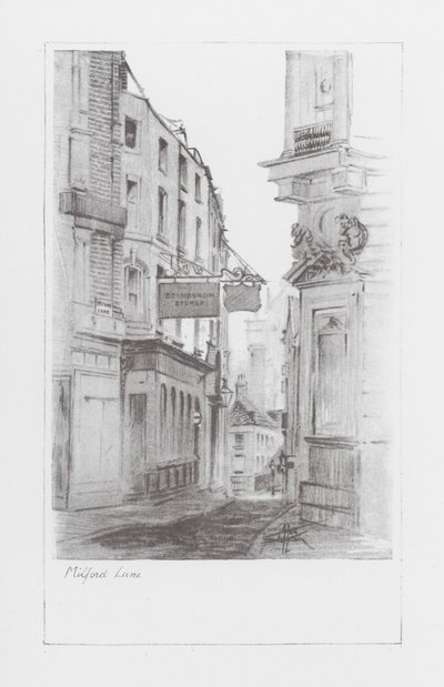 London Lanes: Milford Lane (litografia) tekijältä Alan Stapleton