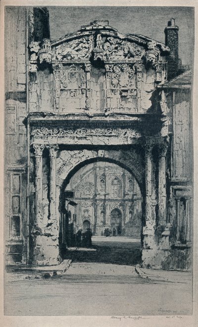 "Pyhän Pietarin portti, Auxerre", 1912 tekijältä Albany E Howarth