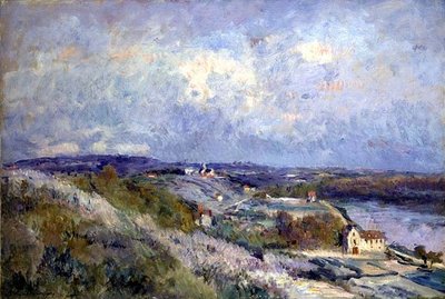 The Hills at Herblay in Spring (öljy kankaalle) tekijältä Albert Charles Lebourg