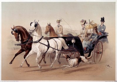 Victoria-auto ja Tarbesin hevoset Albert Adamin (1833-?) 1800-luvun Pariisi, Musee Carnavalet tekijältä Albert Adam