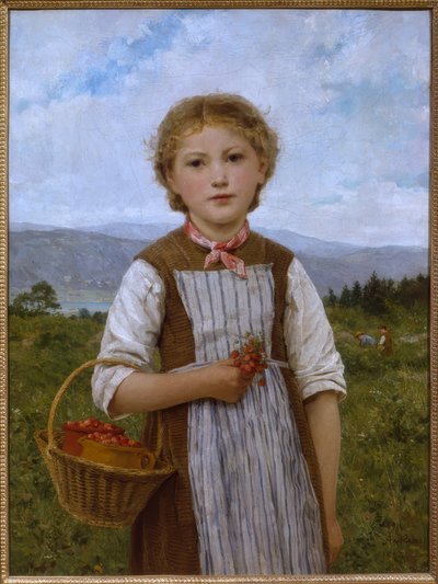 Tyttö mansikoiden kanssa tekijältä Albert Anker