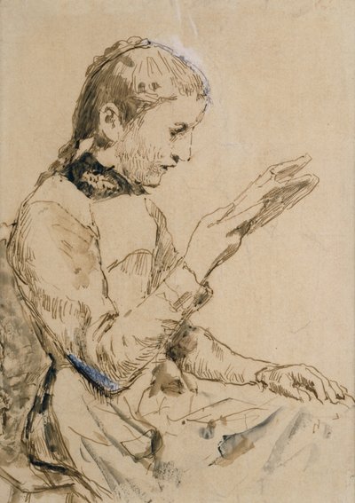 Lukutyttö (kynä ja muste paperille) tekijältä Albert Anker