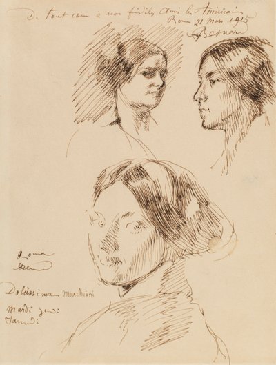 Kolme naisen muotokuvan päätä tekijältä Albert Besnard
