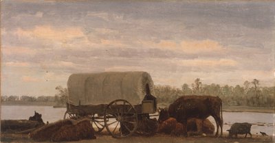 Nooning on the Platte, noin 1859 (öljy paperille kiinnitettynä kankaalle). tekijältä Albert Bierstadt