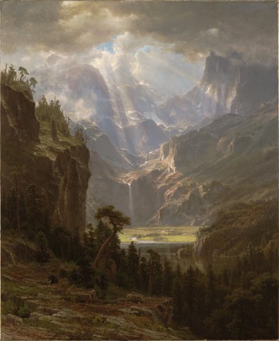 Kalliovuoret, ”Lander’s Peak” tekijältä Albert Bierstadt