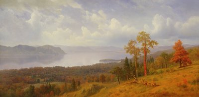 Näkymä Hudsonilla Tappen Zeen yli kohti Hook Mountainia, 1866. tekijältä Albert Bierstadt