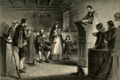 Pyhiinvaeltajien julkinen jumalanpalvelus Plymouthissa, 1877. tekijältä Albert Bobbett