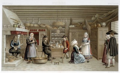 1800-luvun bretonilaiset puvut ja sisustus - Racinetin teoksessa "Le costume ancien et historique" tekijältä Albert Charles August Racinet